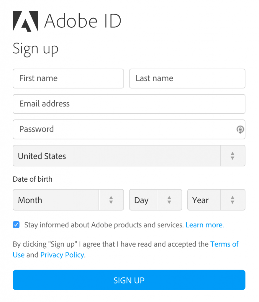 Adobe id как пропустить