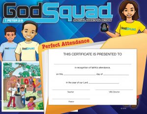 VBS GodSquad Certificate of Perfect Attendance | Sunday ...